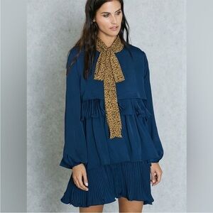 Sister Jane Navy Tiered Pleated Tunic Mini Dress